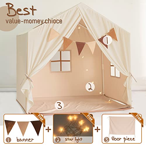 Large Kids Tent, Kids Playhouse with Banner,Light and Floor Piece