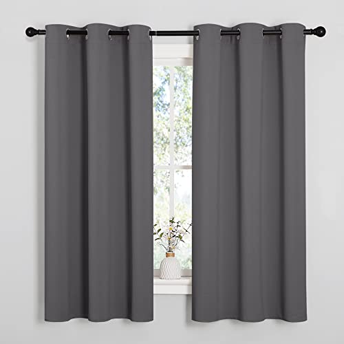 Thermal Insulated Grommet Blackout Curtains for Bedroom (2 Panels, W42 x L63 -Inch, Grey)