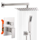 10 Inches Bathroom Rain Shower Combo Set Wall Mounted Rainfall Brushed Nickel Shower Head System Rough-in Valve Body and Trim Included,HGN