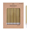 24-Count Gold Long Thin Metallic Birthday Candles, Cake Candles