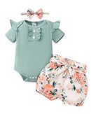 Newborn Baby Girl Clothes Romper Shorts Set Baby Girl Summer Outfits Baby Girl Stuff Gifts Cute Baby Girls' Clothing Green 3-6 Months Girl Clothes