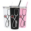 22 oz Nurse Personalized Stainless Steel Tumbler with Custom Stethoscope