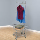 Rolling Laundry Cart with Hanging Bar - Chrome Finish