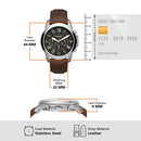 Quartz Stainless Steel and Leather Chronograph Watch, Color: Silver, Brown