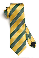 Stripe Mens College Ties Green Yellow Ties Gold Forest Green Ties and Handkerchief Set