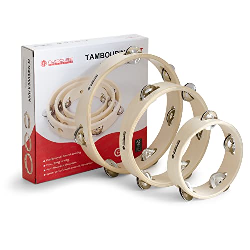 Adults Kids 3 Packs Wood Tambourine Hand Held Metal Jingles Percussion