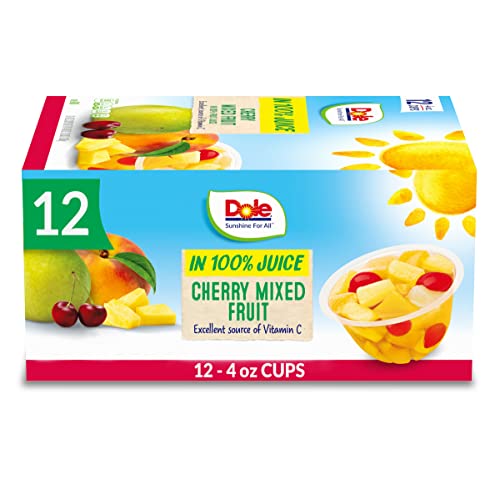 Dole Fruit Bowls Cherry Mixed Fruit in 100% Juice, Gluten Free Healthy Snack