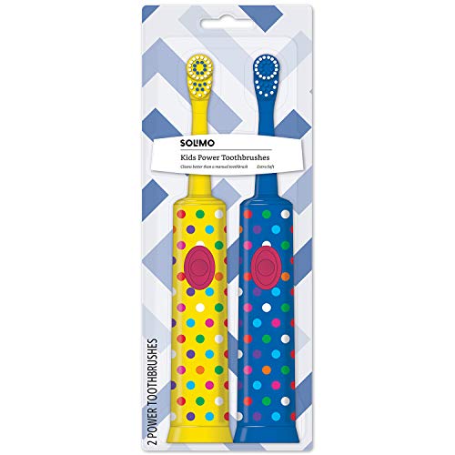 Amazon Brand - Solimo Kids Battery Powered Toothbrush, 2 Count