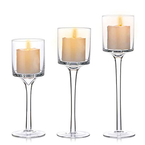 6 Sets (18 Pcs) Candlestick & Tealight Candle Holder, Elegant Glass Stylish Design