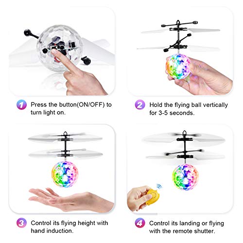 Betheaces Flying Ball Toys, RC Toy for Kids Boys Girls Gifts Rechargeable Light Up Ball Drone Infrared Induction Helicopter with Remote Controller for Indoor and Outdoor Games