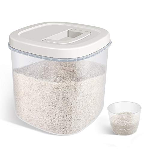Rice Storage Container - 10 Lbs Airtight Cereal Container Bin with Measuring Cup