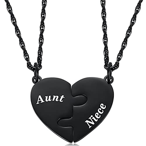 Aunt and Niece Heart Matching Necklace Set for 2 - Gifts for Aunt from Niece