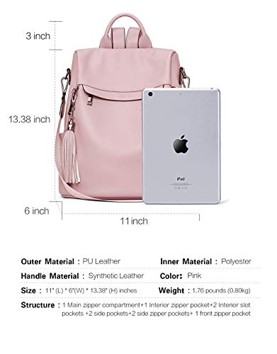 Travel Backpack Purse for Women, PU Leather Anti Theft Large, Ladies Shoulder Fashion