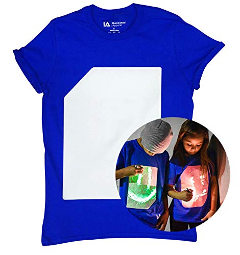 Interactive Glow in The Dark T-Shirt - Fun for Birthday Parties & Festivals (Blue/Green Glow, Large)