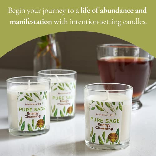 Pure Sage Smudge Candles - Set of 3 for House Energy Cleansing, Aromatherapy