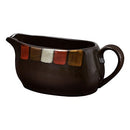 Taos Gravy Boat, brown, red, white, holds 16 ounces