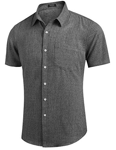 Men's Western Casual Shirt Button Up Basic Solid Linen