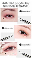 6 Pcs Double-headed Eyeliner Stamps Set Black Liquid Eye Liner Pen Stencils Tattoo