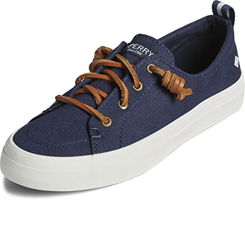 Sperry Womens Crest Vibe Linen Sneaker, Navy, 7