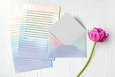 Mini Stationery Set, 100 Piece Set (50 Lined Watercolor Sheets + 50 Matching Envelopes)
