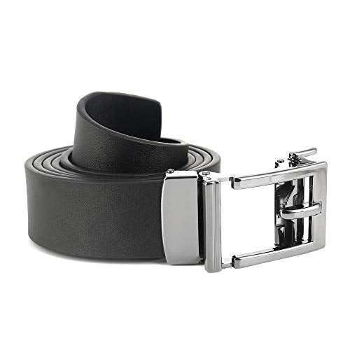 Genuine Leather Ratchet Dress Belt With Automatic Sliding Buckle