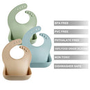 Set of 3 Cute Silicone Baby Bibs for Babies & Toddlers (10-72 Months) Waterproof, Soft