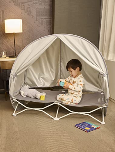 Deluxe Portable Toddler Bed with Canopy, Provides UV Protection