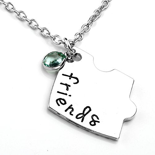 Top Plaza Silver Tone Alloy Rhinestone Best Friends Forever and Ever BFF Necklace Engraved Puzzle Friendship Pendant Necklaces Set(Set of 3)