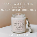 Sea Salt, Jasmine, Wood, Cream Scented Soy Candles for Home | 9oz Clear Jar,