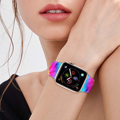 Sport Band Compatible with Apple Watch Bands  for Women Men,Floral Silicone Printed