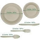 250Pcs Disposable Dinnerware Set, Compostable Sugarcane Cutlery Eco Friendly Tableware