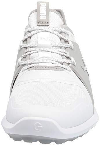 PUMA Men's Ignite Fasten8 Golf Shoe, White Silver-High Rise, 11.5