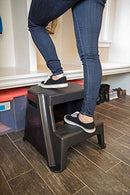 2-Step Molded Plastic Stool with Non-Slip Step Treads, 300-Pound Capacity