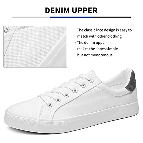 Mens Canvas Shoes White Black Sneakers Low Top Lace Up Casual Shoes