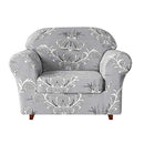 Stretch Sofa Cover Printed Sofa Slipcover 2-Piece Couch Cushion Cover Washable Spandex Furniture Protector, Small, Grey