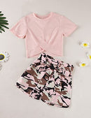Toddler Girls Clothes Outfits Short Sleeve Twist Wrap Top and Floral Shorts Pants