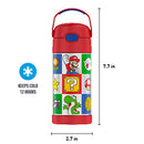 THERMOS FUNTAINER 12 Ounce Stainless Steel Vacuum Insulated Kids Straw Bottle, Super Mario Brothers