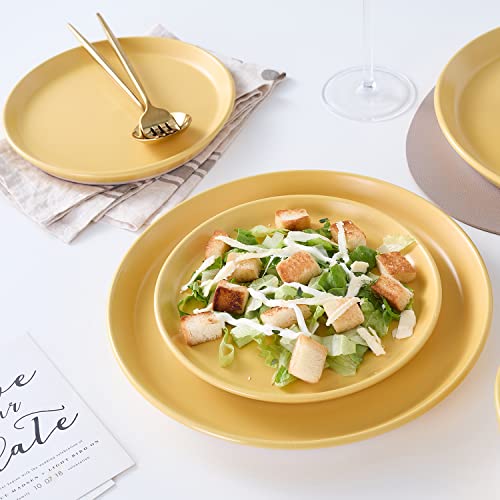 Stone Lain Jules Stoneware 32-piece Round Dinnerware Set, Yellow