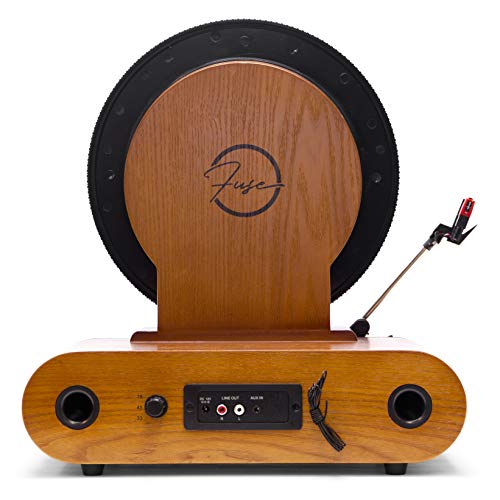 Vertical Vinyl Record Player with Bluetooth, FM Radio, Alarm