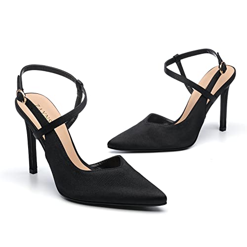 Women’s High Heel Pumps Pointed Closed Toe Ankle Strap Buckle Santin Shoes