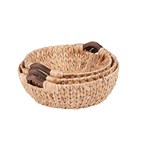 Honey-Can-Do 3pc Round Natural Baskets,Wood STO-04469 Natural