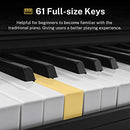 Donner Keyboard Piano, 61 Key Piano Keyboard for Beginner/Professional, Electric Piano with Piano Stand, Stool, Microphone & Piano App, Supports MP3/USB MIDI/Microphone/Insertion of the pedal