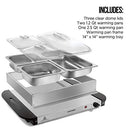 Electric Buffet Server + Warming Tray w/Adjustable Temperature & 3 Chafing Dishes