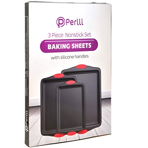 Baking Sheets for Oven Nonstick Cookie Sheet Set - 3 Piece Steel Bakeware Set