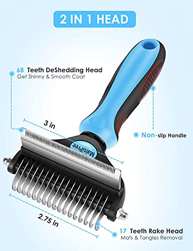 2 in 1 Deshedding Tool & Undercoat Rake Dematting Comb for Mats  Removing