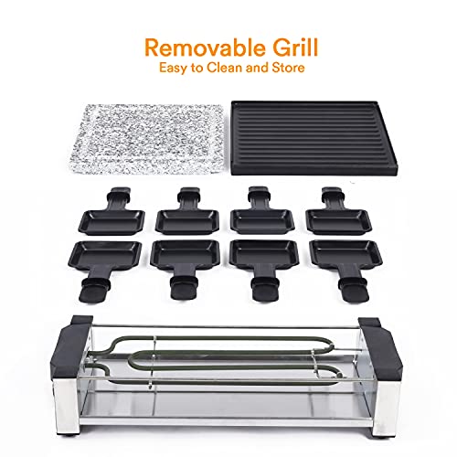 Raclette Table Grill, Electric Indoor Grill Korean BBQ Grill, 1200W Removable 2-in-1