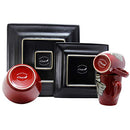 Elama Stoneware Dinnerware Collection, 16 Piece, Red with White Flower Accents