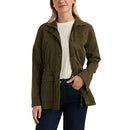 womens Long Sleeve Button Up Two Pocket Utility Jacket, Olive Night, Small US