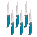 Oster Lindbergh 14 Piece Stainless Steel Cutlery Set Black Block, Teal Handles,Teal/Black