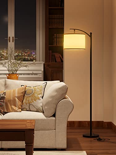 Floor Lamp with 3CCT LED Bulb, Lamp for Living Room with Beige Linen Lamp Shade